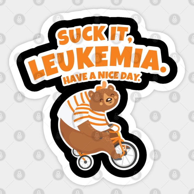 Suck It Leukemia | Bear Riding Tricycle Sticker by jomadado